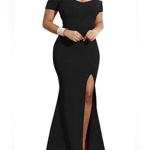 Women's Off Shoulder High Split Long Formal Dress Evening Gown- New with tags.